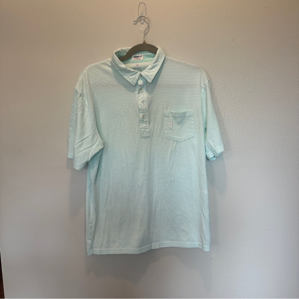 johnnie-O Mint Green Striped Polo Shirt